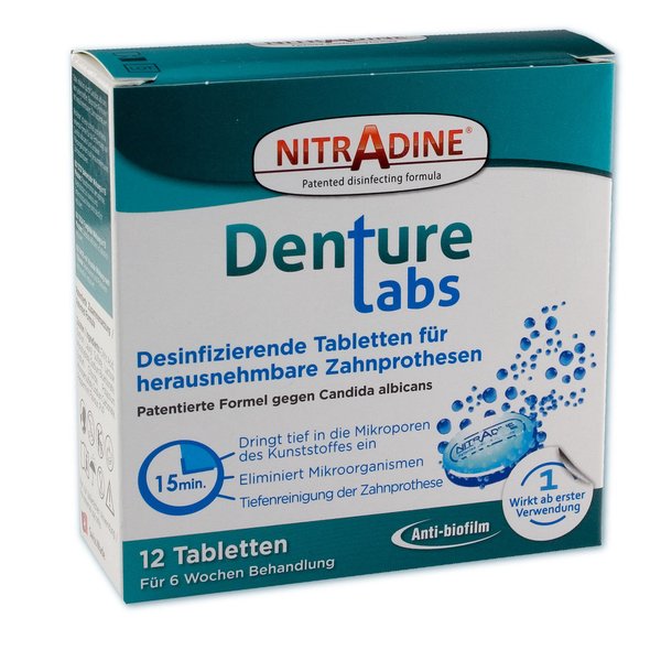 NitrAdine Denture Tabs – Desinfizierende Tabletten (12 Tabl.)